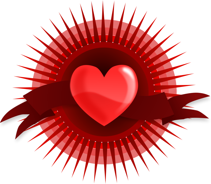 Heart with Rays and Banner Clipart, vector clip art online ...