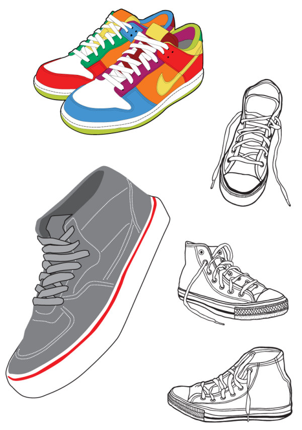 Sports shoes and canvas shoes vector material – Over millions ...