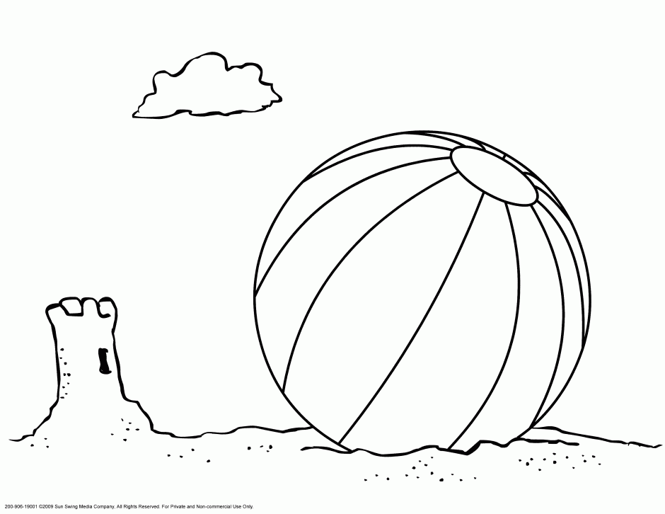 Beach Ball And Sand Castle Coloring Page Coloring Page Kids ...