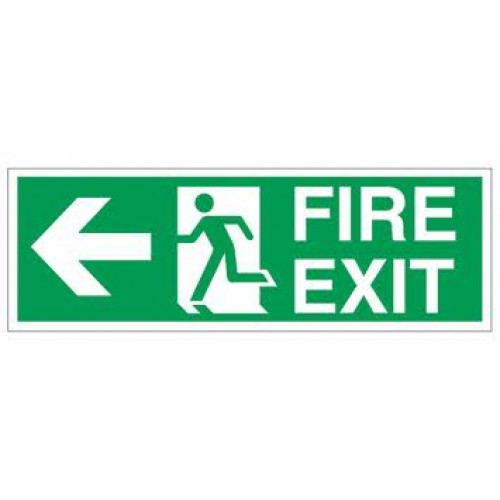 Fire Exit Sign with Left Directional Arrow - Emergency Exit Signs ...