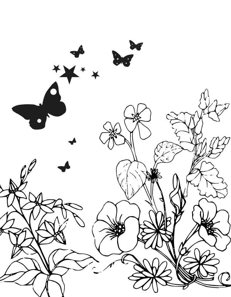 796x1023 Butterflies Flowers Black Outline Photo by trinity8419 ...