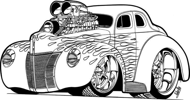 Cool Muscle Cartoon Cars | Download Hot Rod Coloring Pages at 1874 ...