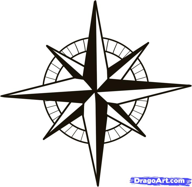 How to Draw a Compass, Compass Rose, Step by Step, Tattoos, Pop ...