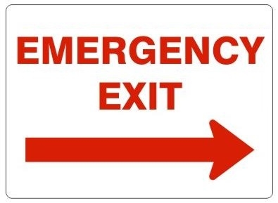 EMERGENCY EXIT (arrow right) Sign