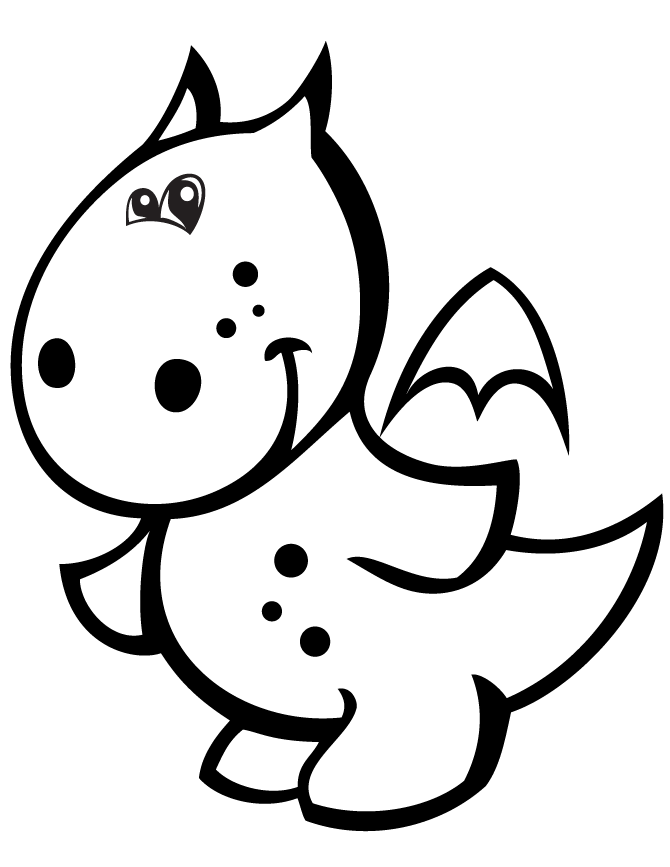 Easy Baby Dragon Cartoon Coloring Page | HM Coloring Pages