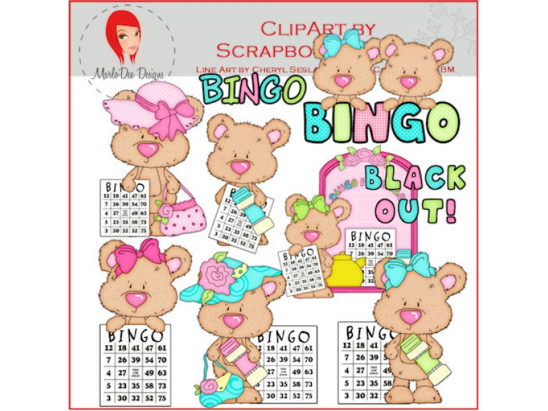 Shorty Bears Bingo Clip Art by Scrapbooking Mad