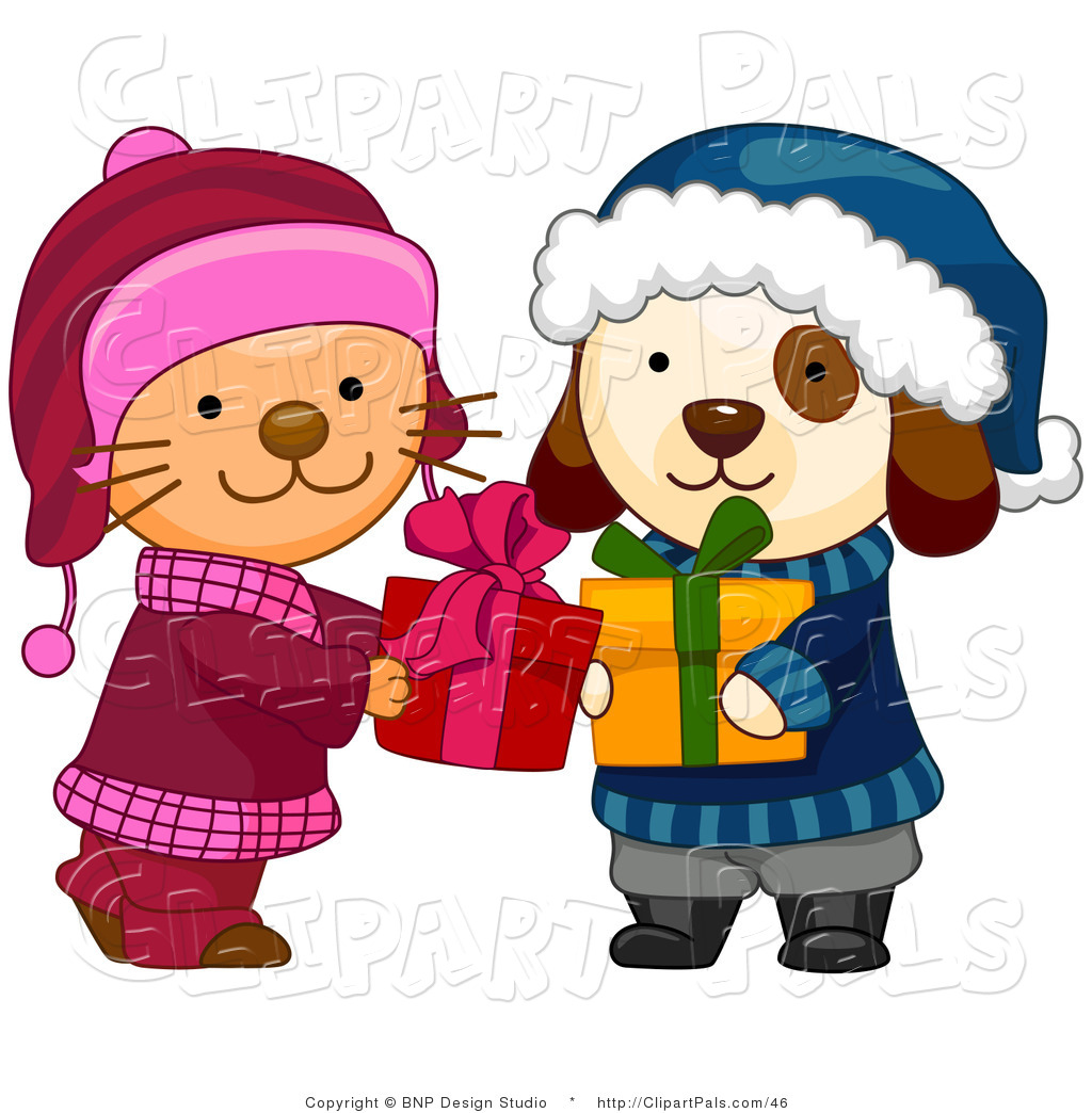 Pal Clipart of a Cute Puppy and Kitten in Winter Clothes ...