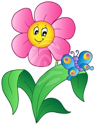 Cartoon flower with butterfly - clipart #