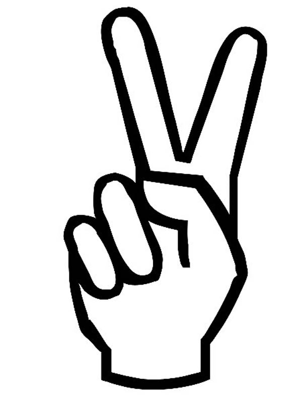 Free coloring pages of hand peace sign