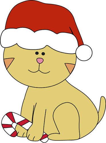 Christmas Cat with a Candy Cane Clip Art - Christmas Cat with a ...