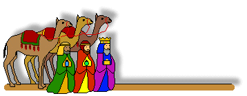Christmas Clip Art - Three Wise Men and Camels Linebar