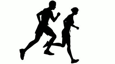 Animated Silhouette Loop Of A Man And Woman Running On A White ...