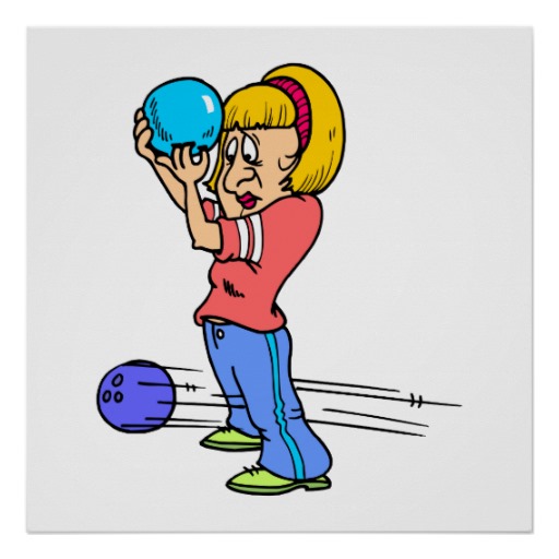 funny bowling mishap cartoon humor graphic poster | Zazzle