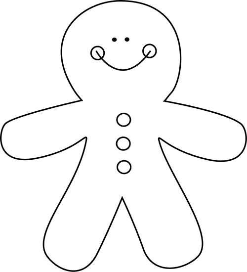 Black and White Gingerbread Man Clip Art - Black and White ...