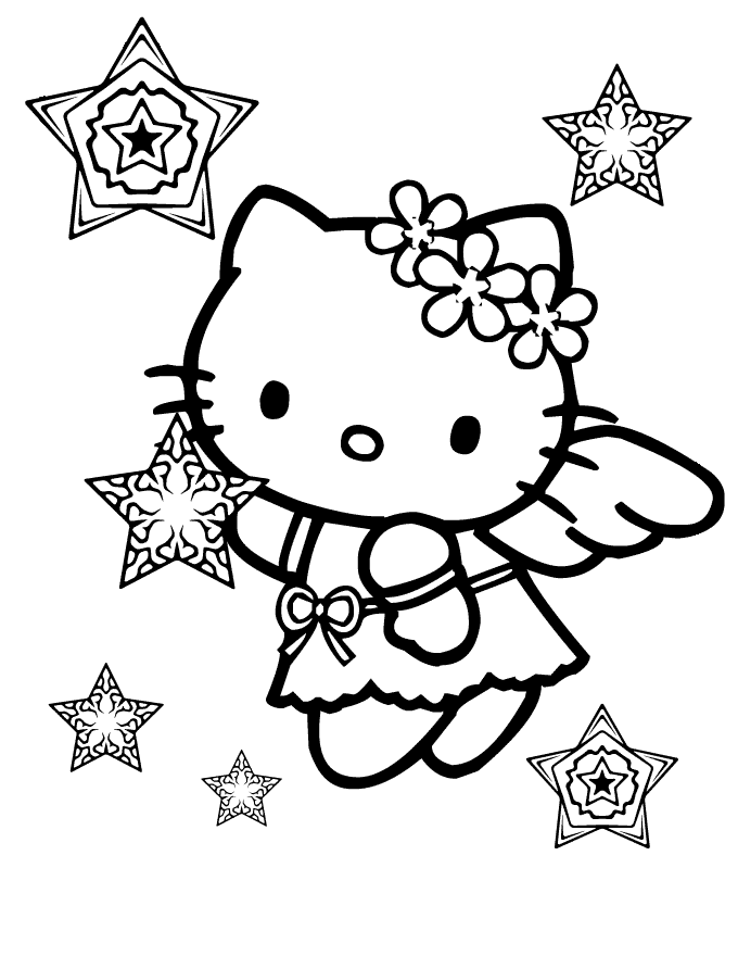 Print Hello Kitty Snow Angel Christmas Coloring Page or Download ...