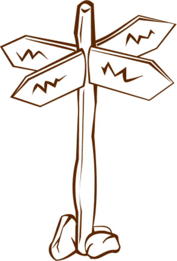 wooden crossroads sign direction with labels - vector Clip Art