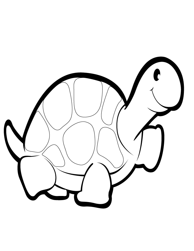 Cute Cartoon Turtle Coloring Page | HM Coloring Pages