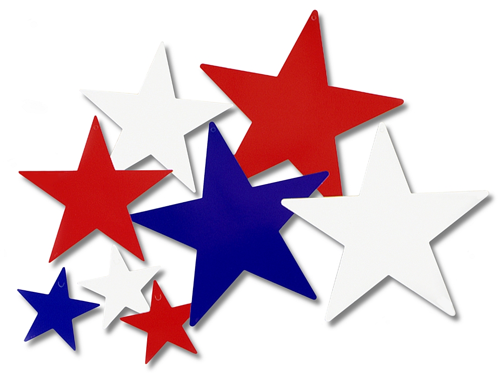 Star Cutouts - Red White & Blue - Pack of 9 - 5" -12" - American ...