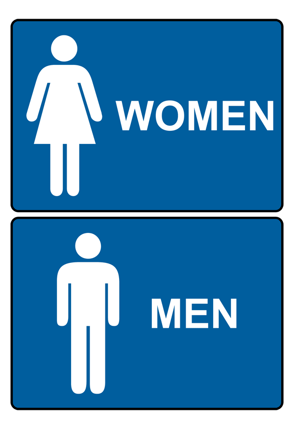 Men Women Set Sign RRE-7000-7010Pair-WHTonBLU Restroom Paired Sets