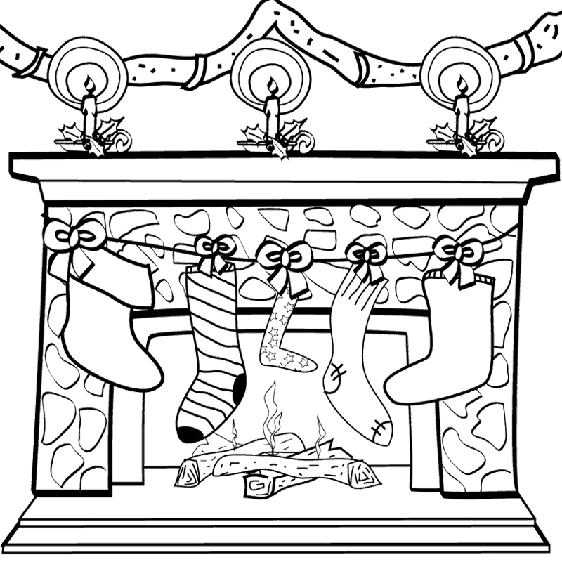 Fireplace Coloring Pages : Beautiful Fireplace With Decoration ...