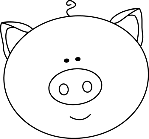 Black and White Pig Face Clip Art - Black and White Pig Face Image