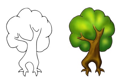 Cartoon Tree Drawing, Walking Tree Coloring Page | Just Free Image ...