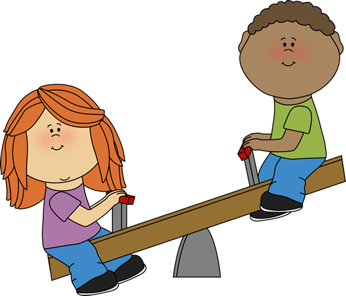 Kids on a Teeter Totter Clip Art - Kids on a Teeter Totter Image