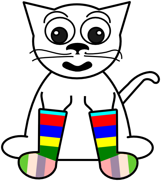 cartoon cat in rainbow socks black white line art tattoo google ...