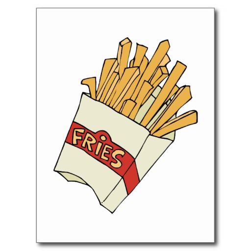 French Fries Junk Snack Food Cartoon Art Postcard | Zazzle