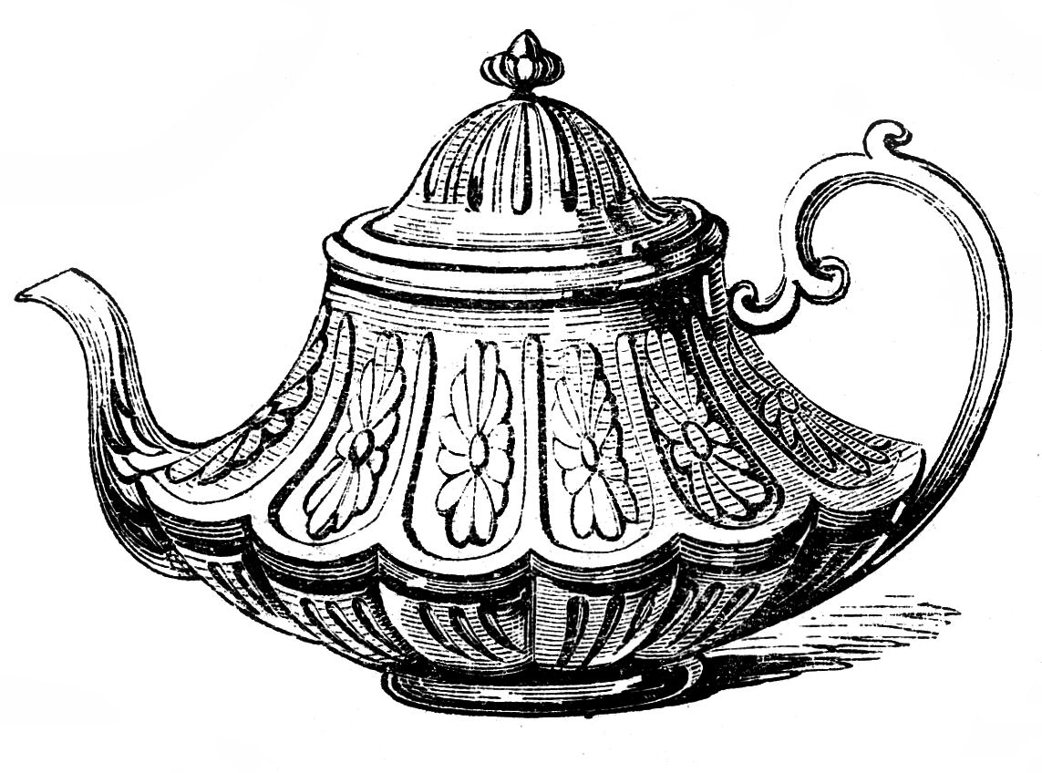 Free Vintage Clip Art - 2 Ornate Teapots - The Graphics Fairy