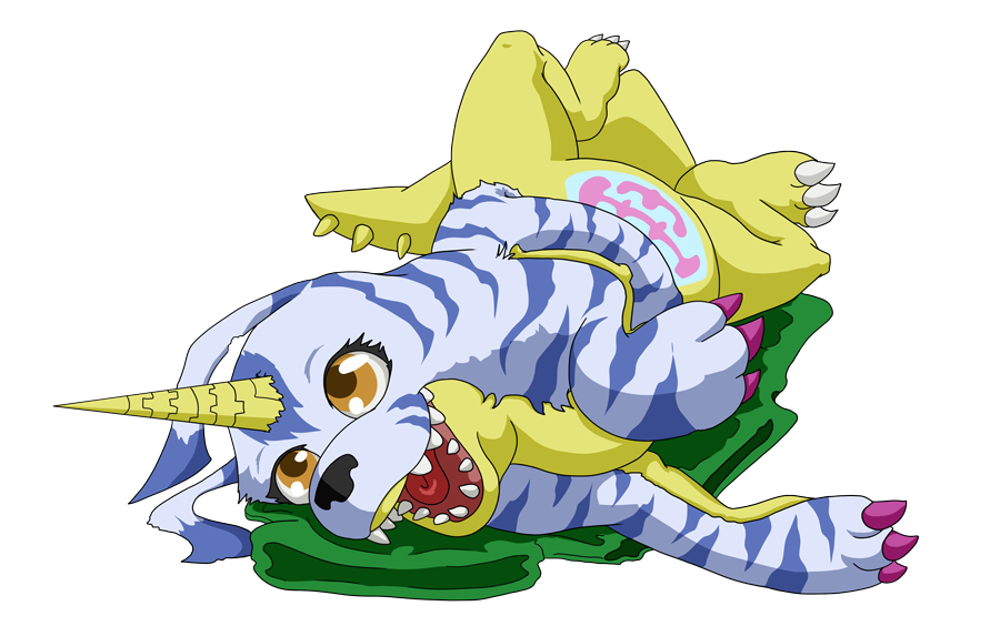 Gabumon Rolling in the Shirt by neo-dragon on deviantART