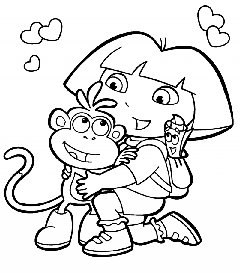 Valentine s day coloring pages dora the explorer coloring page 5