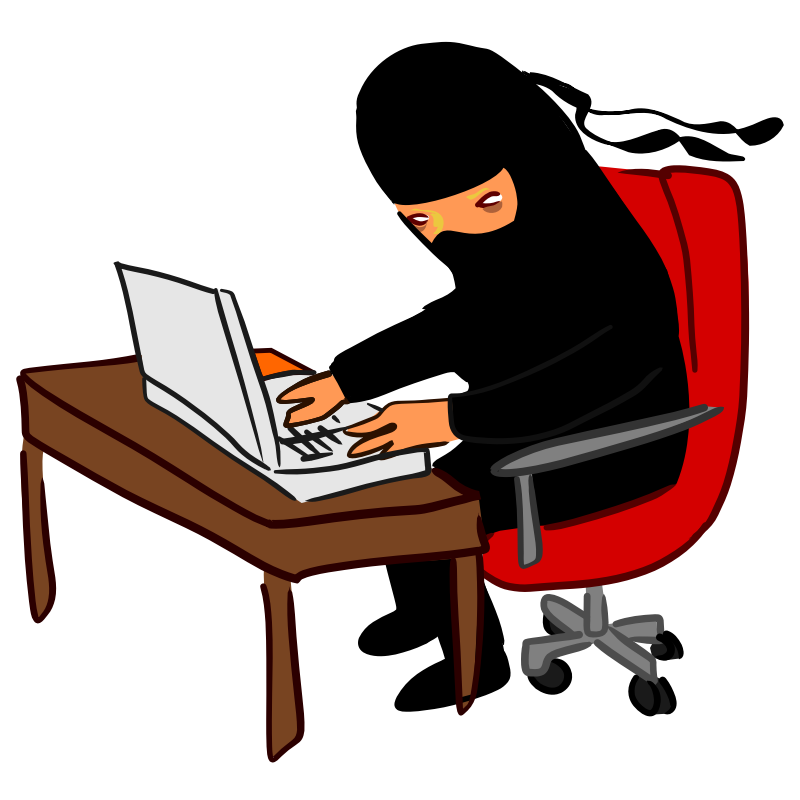 Clipart - ninja working at desk