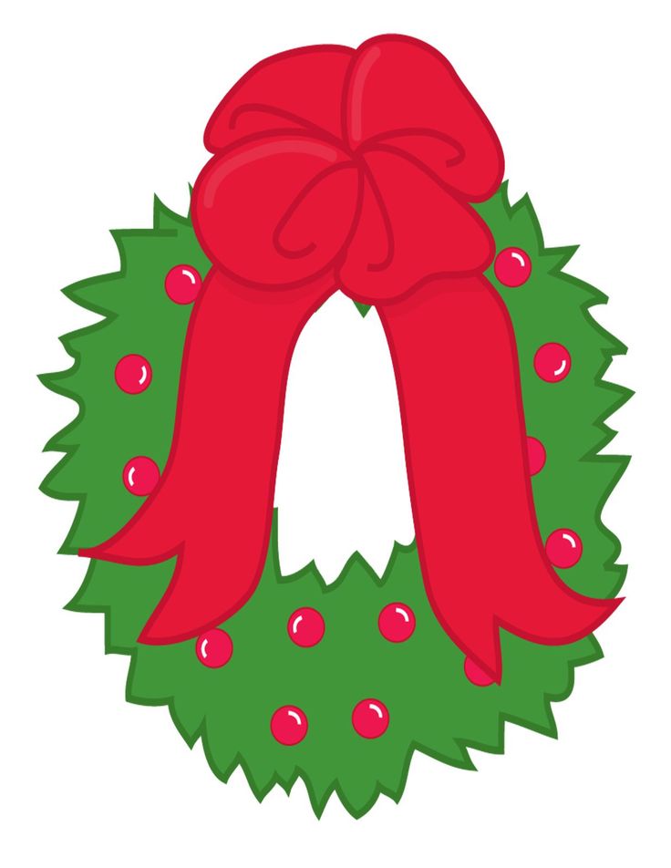 Wreath Green Red Bow-Digital Download-ClipArt-ArtClip-Digital Art