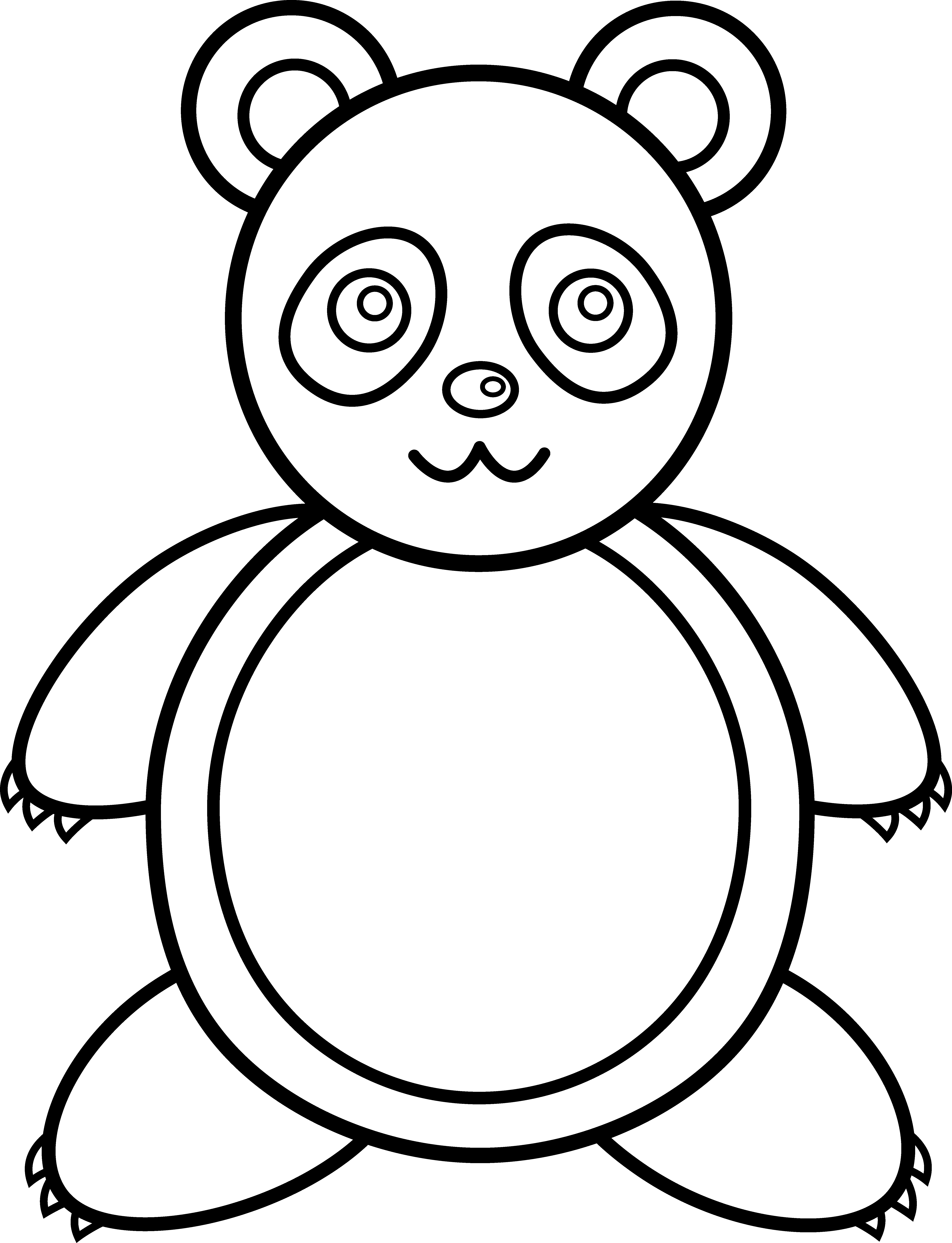 Panda Bear Line Art - Free Clip Art