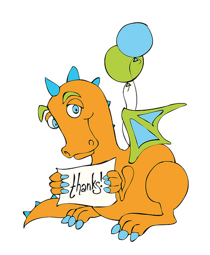 Dabbled | Dragon Thank You Note (and Illustration Friday)