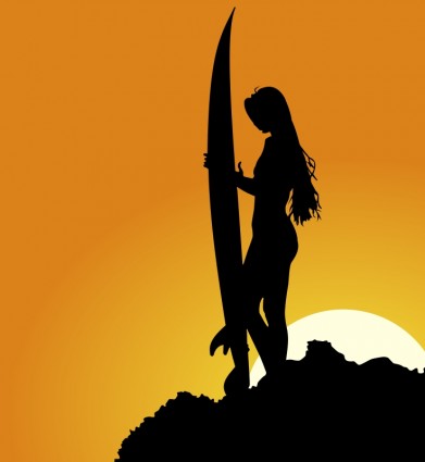 Surfer Silhouette Vector clip art - Free vector for free download