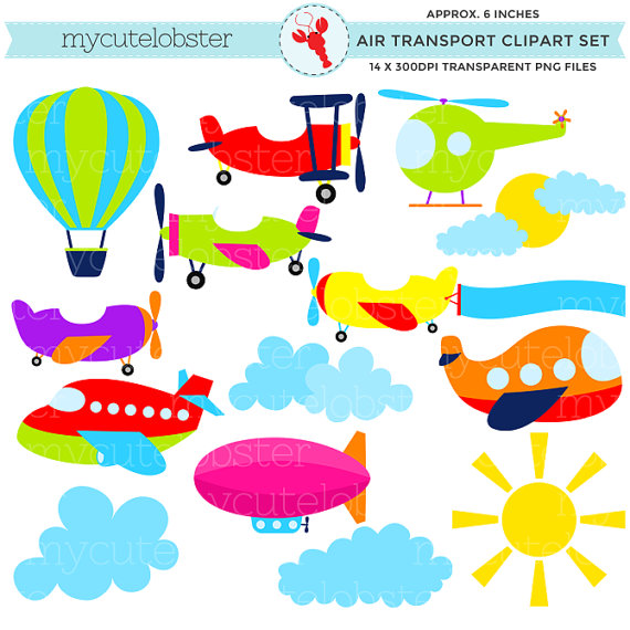 Air Transport Clipart Set clip art set of by mycutelobsterdesigns