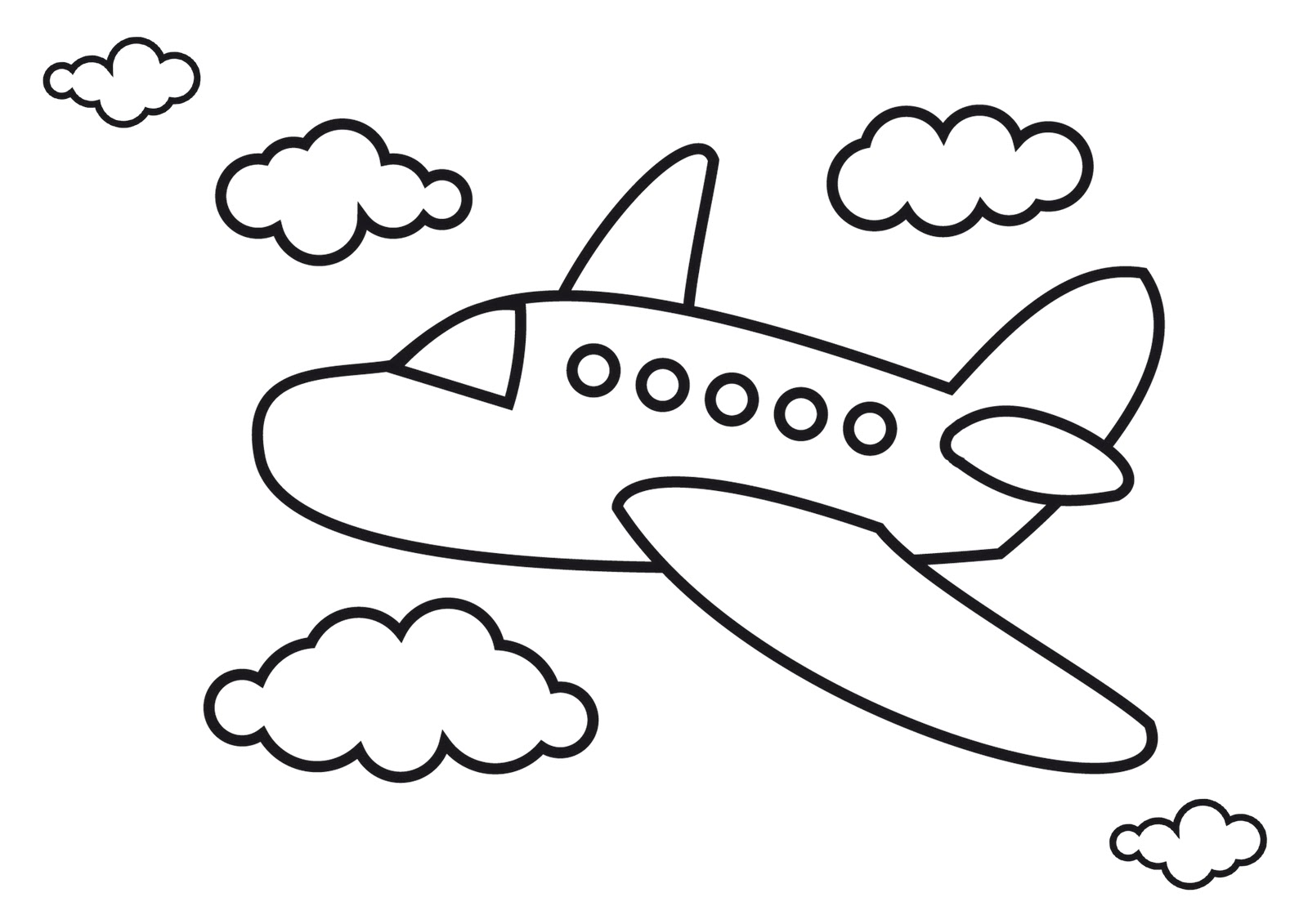 simple airplane drawing black and white