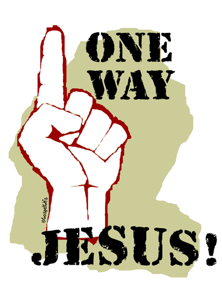 Original Christian Clip Art: One Way Jesus! (dark background)