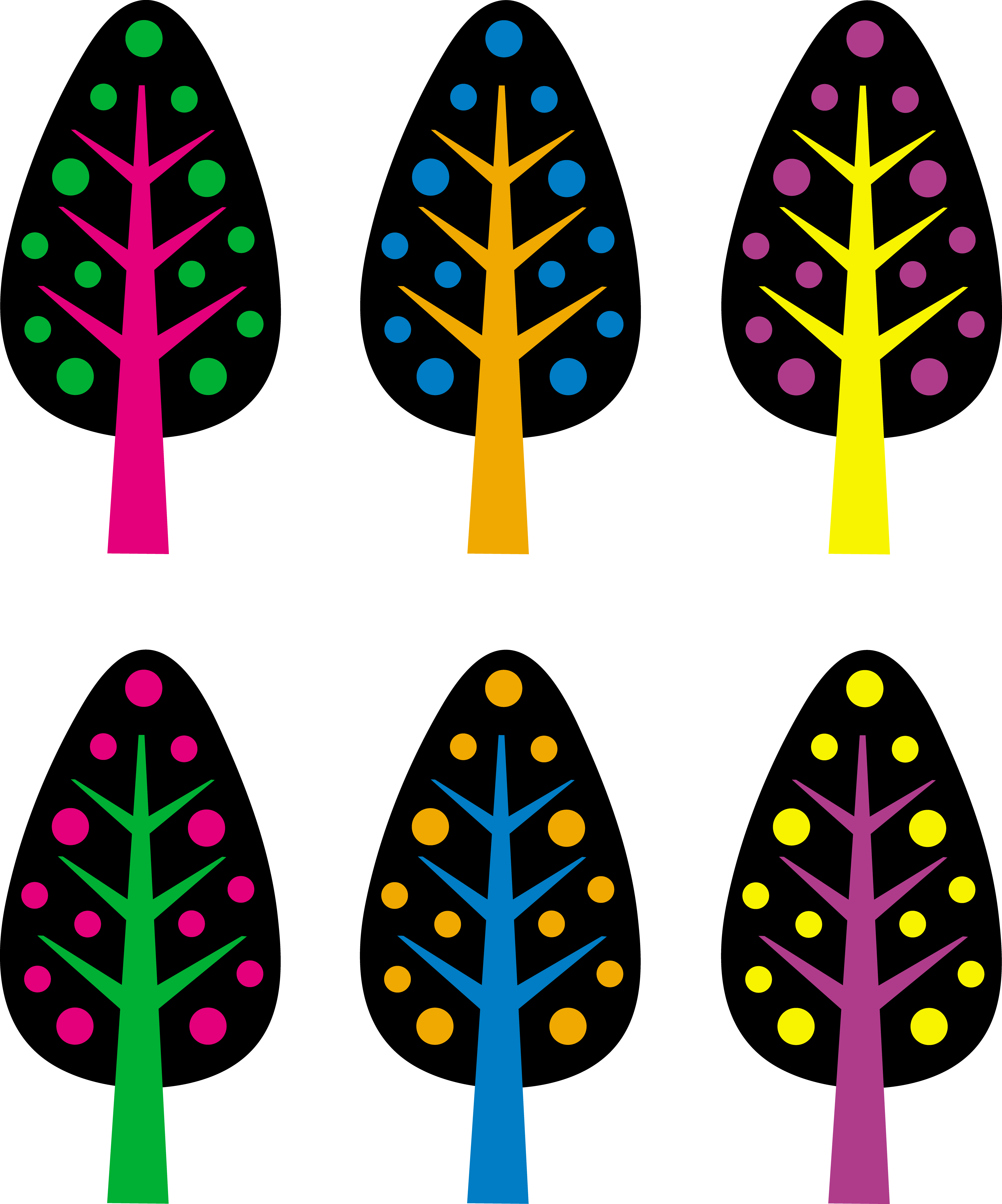 Cute Neon Christmas Trees - Free Clip Art
