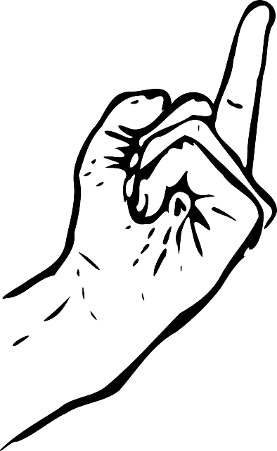MIDDLE FINGER HAND SIGN DRAWING BLACK WHITE Public Domain 