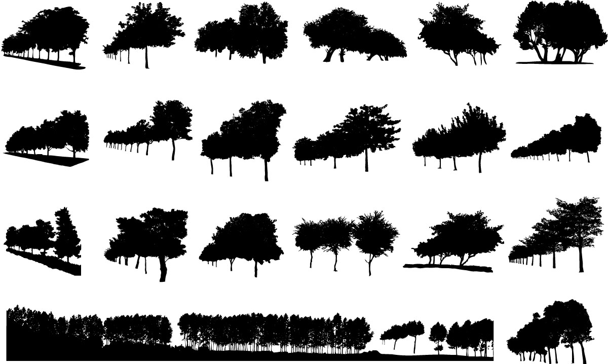 A variety of trees silhouette vector Free Vector / 4Vector
