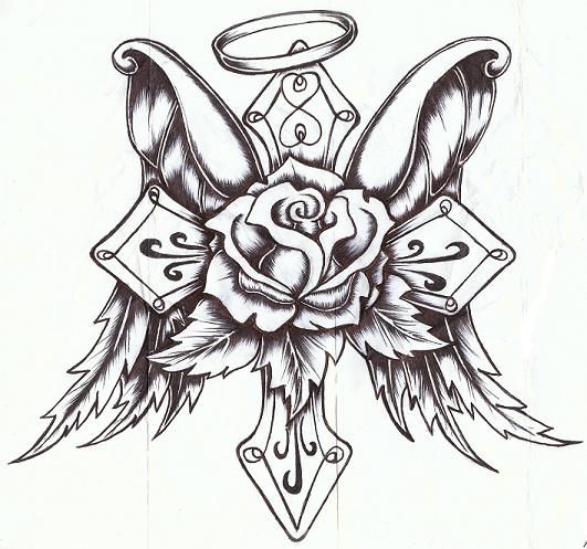 sketches of crosses | Roses And Crosses Drawings Pictures ...