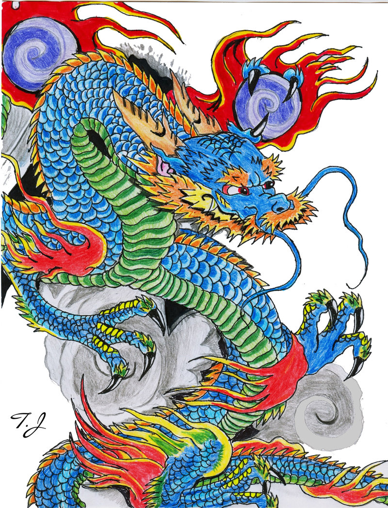 Chinese Dragon Drawings In Color - Gallery