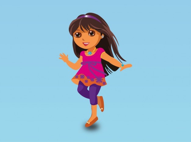 Cute cartoon girl happy vector Vector | Free Download