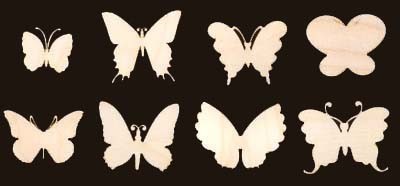 Butterfly Shapes 8 Pc Natural Craft Wood Cutouts by TexasArtCraft