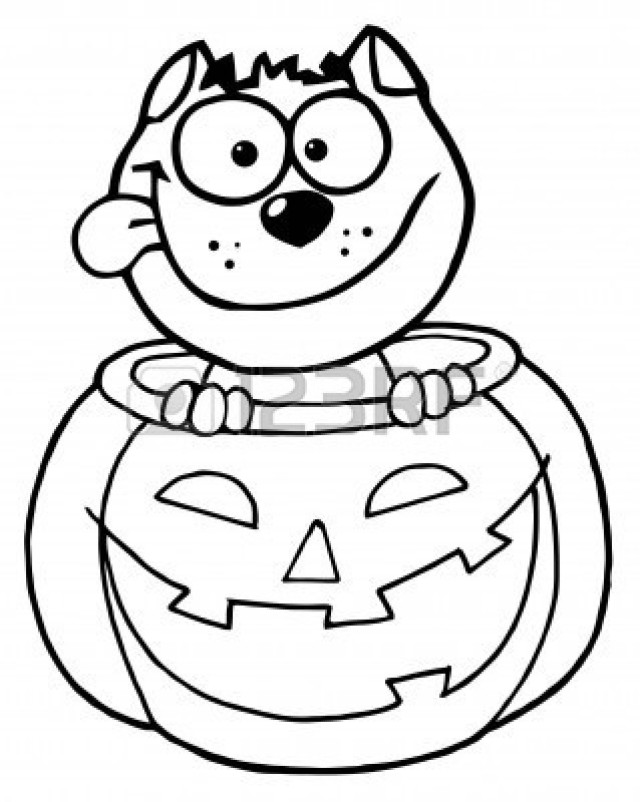 Cool Coloring Page Outline Of Happy Cat In Pumpkin | Laptopezine.