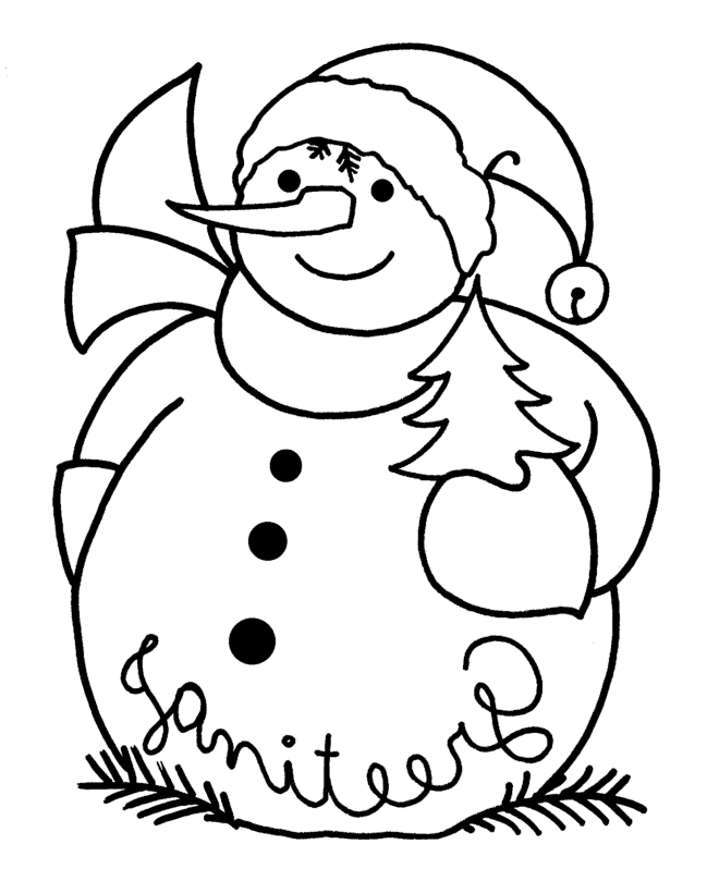 Snowman Near Christmas Tree Coloring Page |Winter coloring pages ...