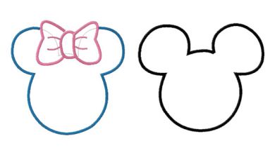 Applique Disney Mickey AND Minnie Mouse Ears Machine Embroidery ...